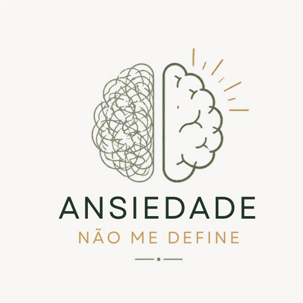 Marca Ansiedade não me define com ilustração de cérebro